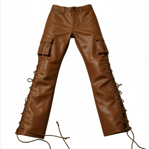 NWT VALABASAS PLAY Lace-Up Faux Leather Cargo 🔥 - Picture 3 of 12